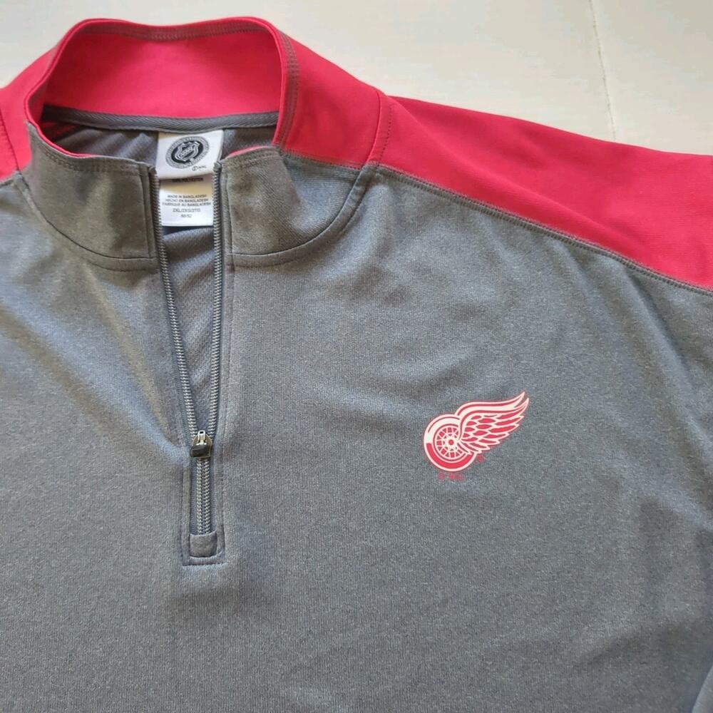 Detroit Red Wings Quarter Zip Pullover 2XL Red and Grey NHL Licensed Rarely Worn - Picture 3 of 6